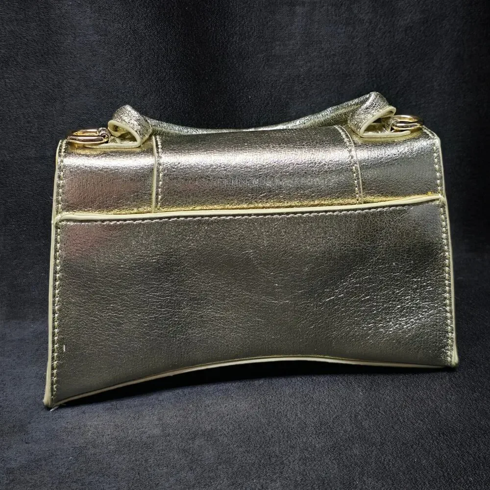 Gold Faux Leather Crossbody & Hand Held Purse Multi Wear Clutch